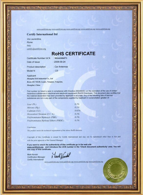 Rohs Certificate